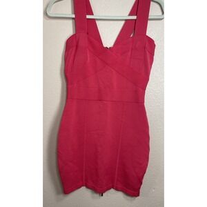 GUESS Marciano Dress M Pink Bandage Bodycon Mini Zip Back Cocktail Party